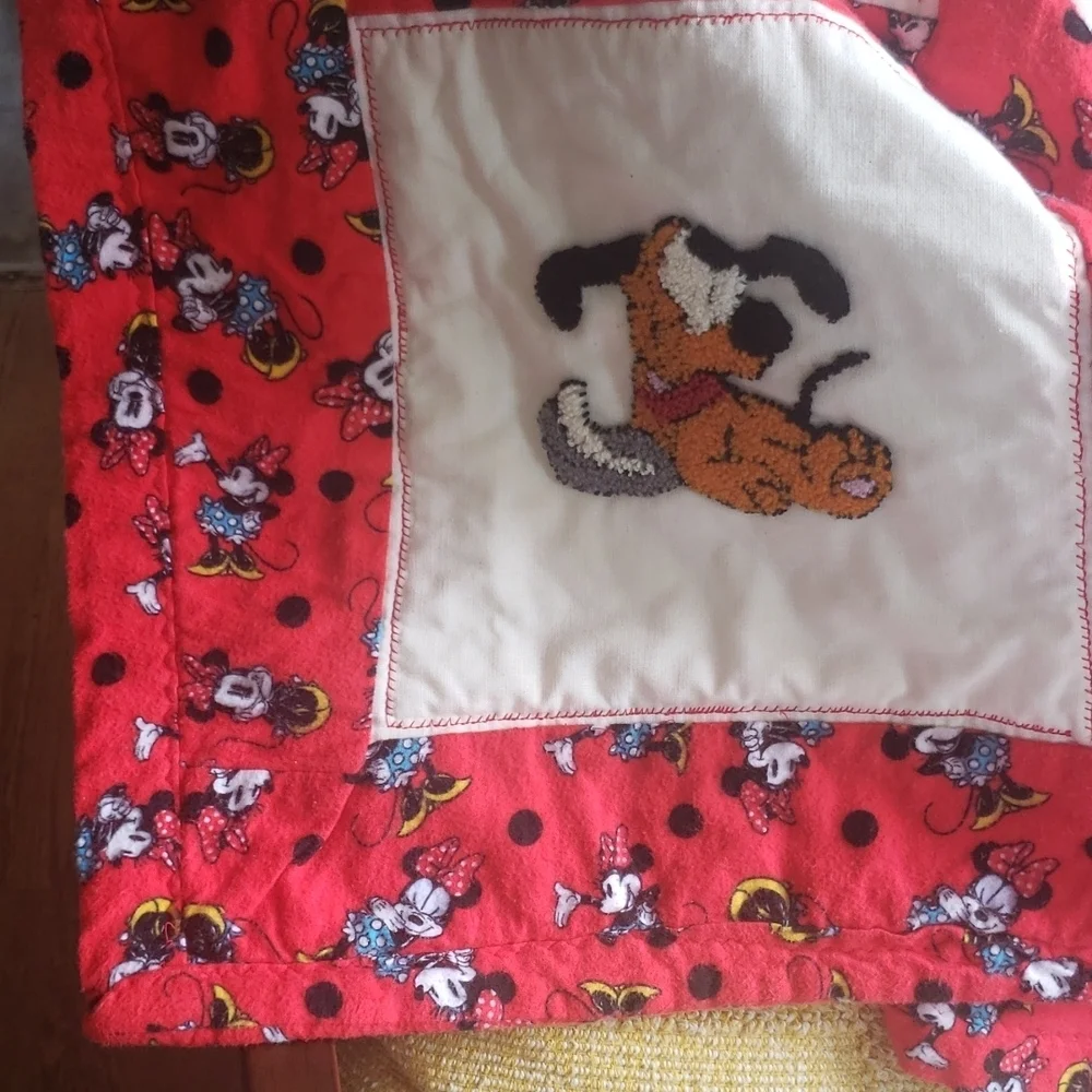 Mickey and Minie  punch needle embroidery handmade baby quilt